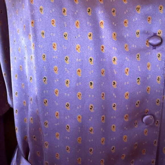 Vintage Miss O By Oscar de la Renta  Purple Silk Blouse and Pant Set Womens 12 - Picture 8 of 8
